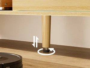 4 Cord Holes Home Furniture for Tv Solid Wood Feet Rattan TV Console With 2 Cabinets Entertainment Center With Adjustable Shelf