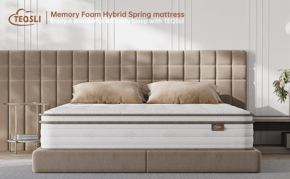 Cool Eggshell Memory Foam and 7 Zone Pocket Innerspring Hybrid Mattress