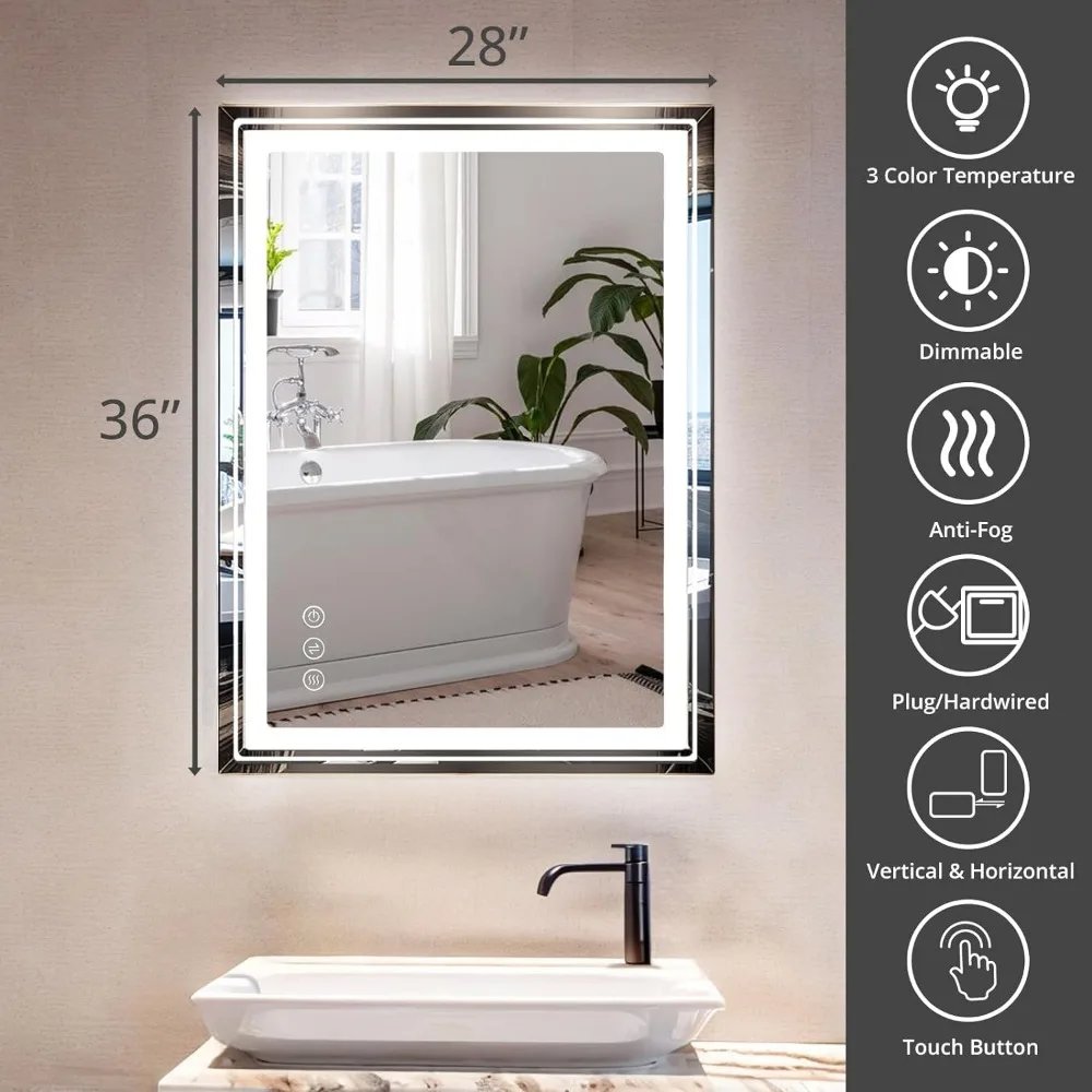 Wall-Mounted Mirror with Lights