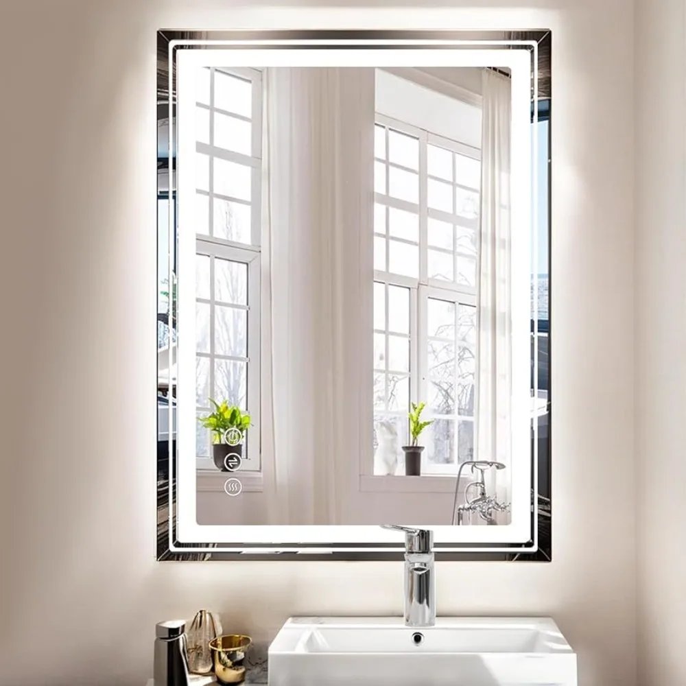 Wall-Mounted Mirror with Lights