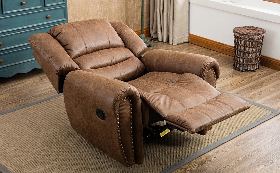 Leather Recliner Chair with Comfortable Arms and Back Single Sofa