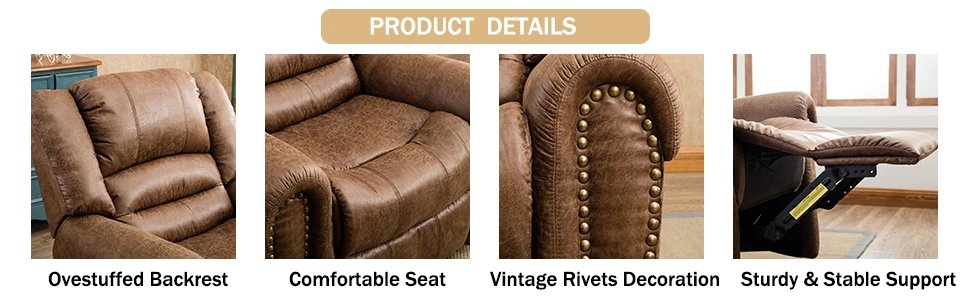 Leather Recliner Chair with Comfortable Arms and Back Single Sofa