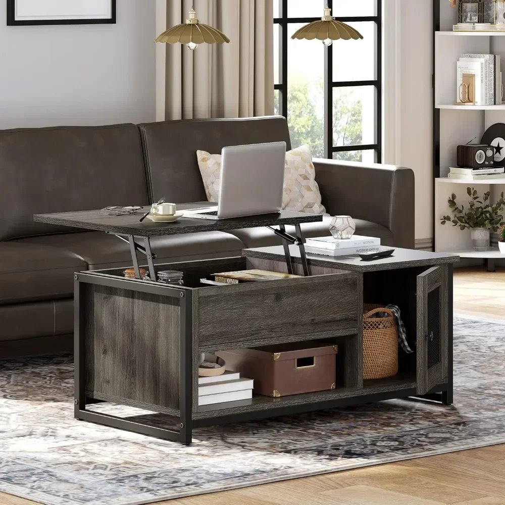 Lift Top Coffee Table with Storage & Double Doors