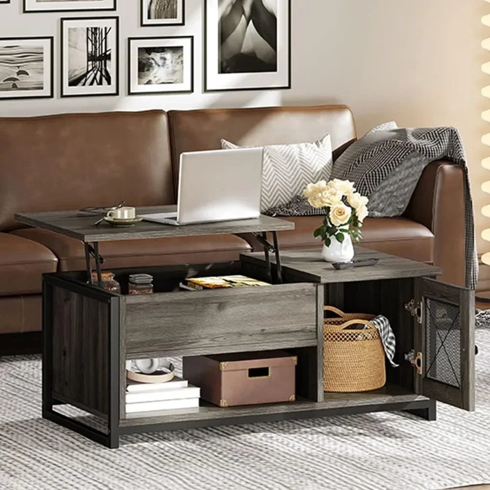 Lift Top Coffee Table with Storage & Double Doors