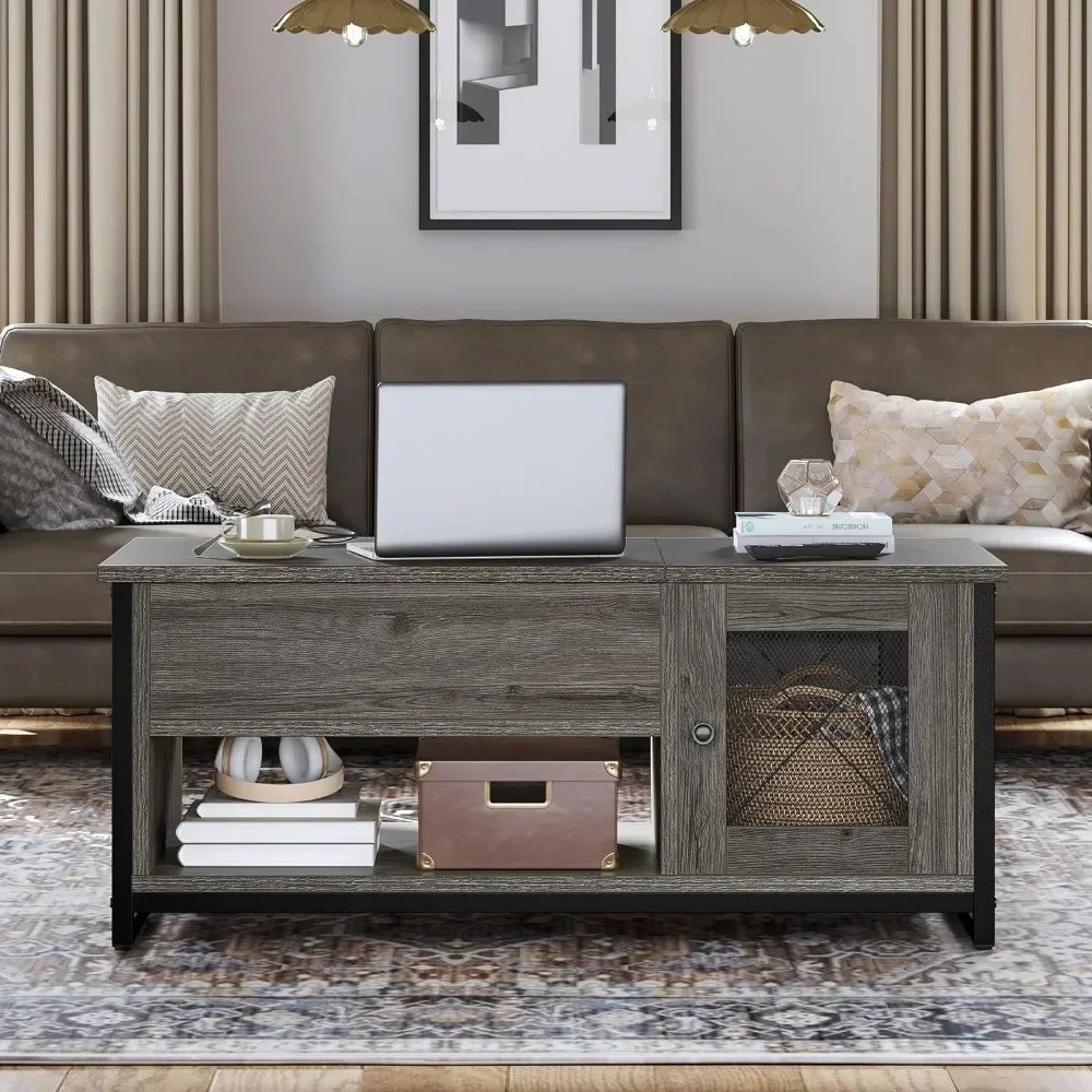 Lift Top Coffee Table with Storage & Double Doors