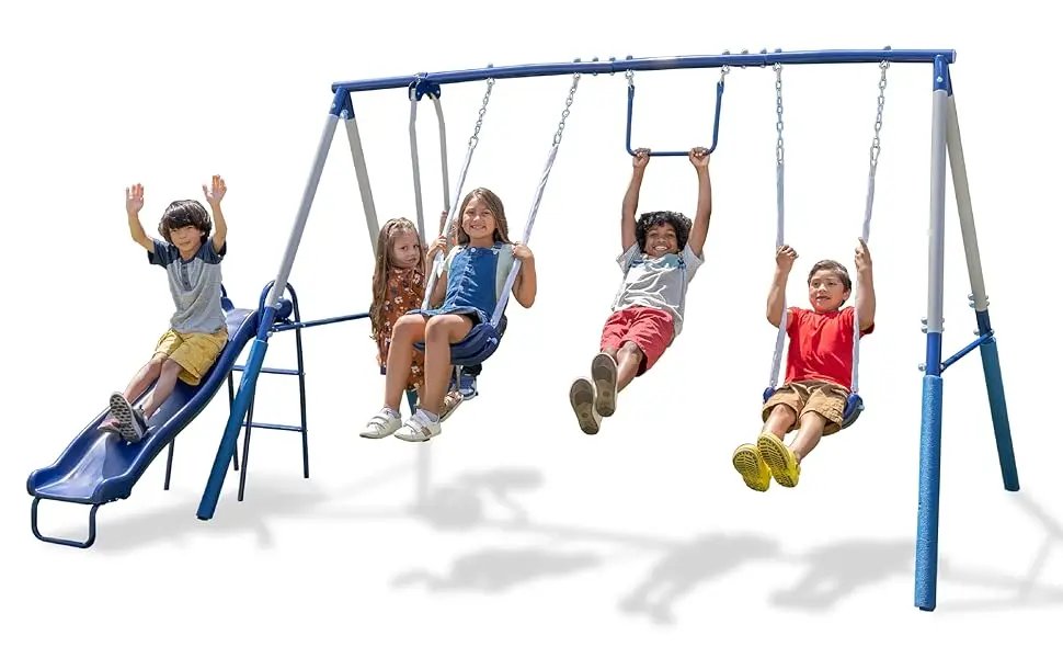 Swing Sets 2 Non-slip 1 Trapeze Bar, 1 Two-person Glider Outdoor Swing