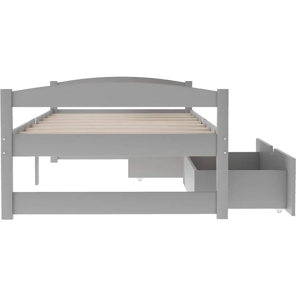 Wooden Storage Platform Bed for Kids