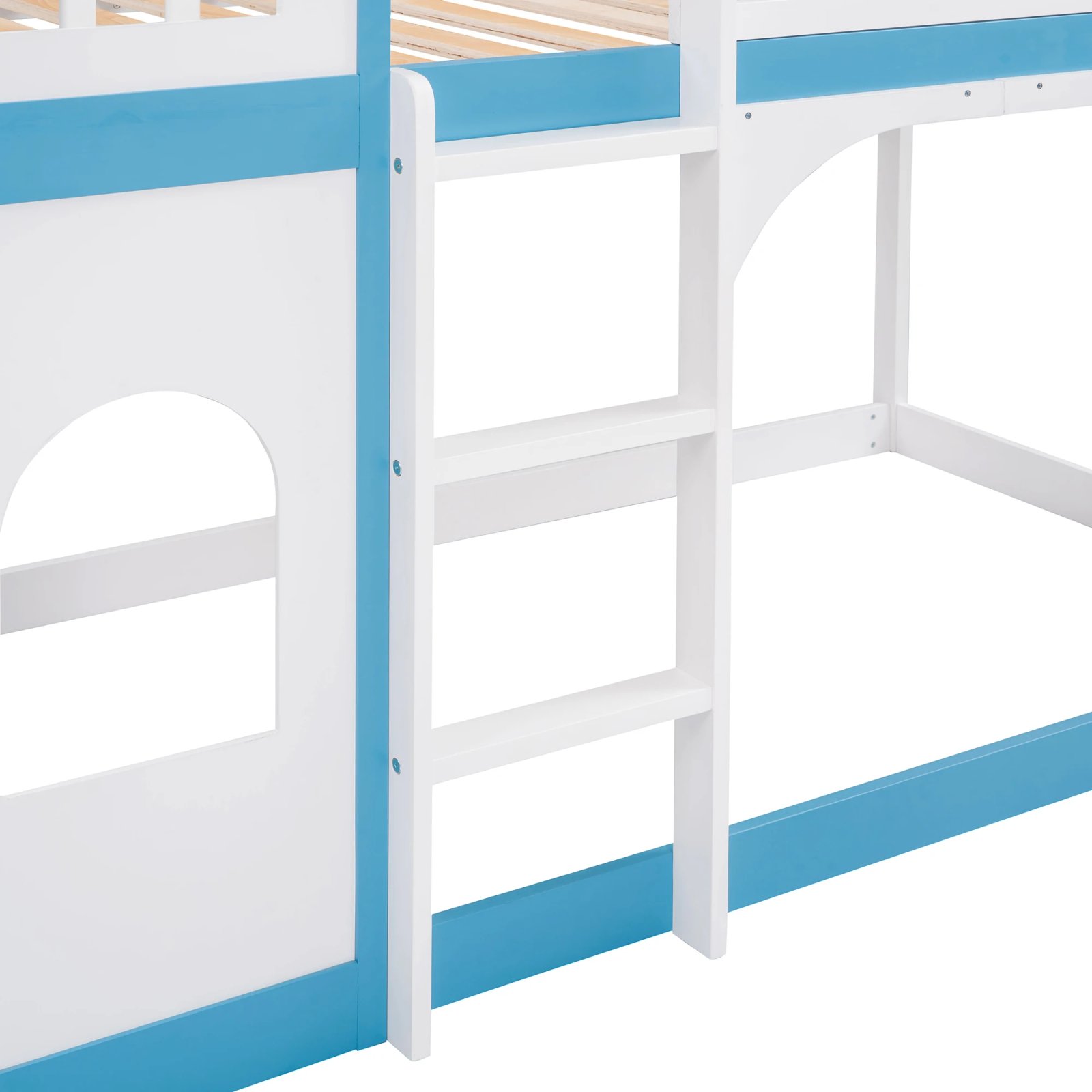 Twin Over Twin Castle Bunk Bed with Ladder