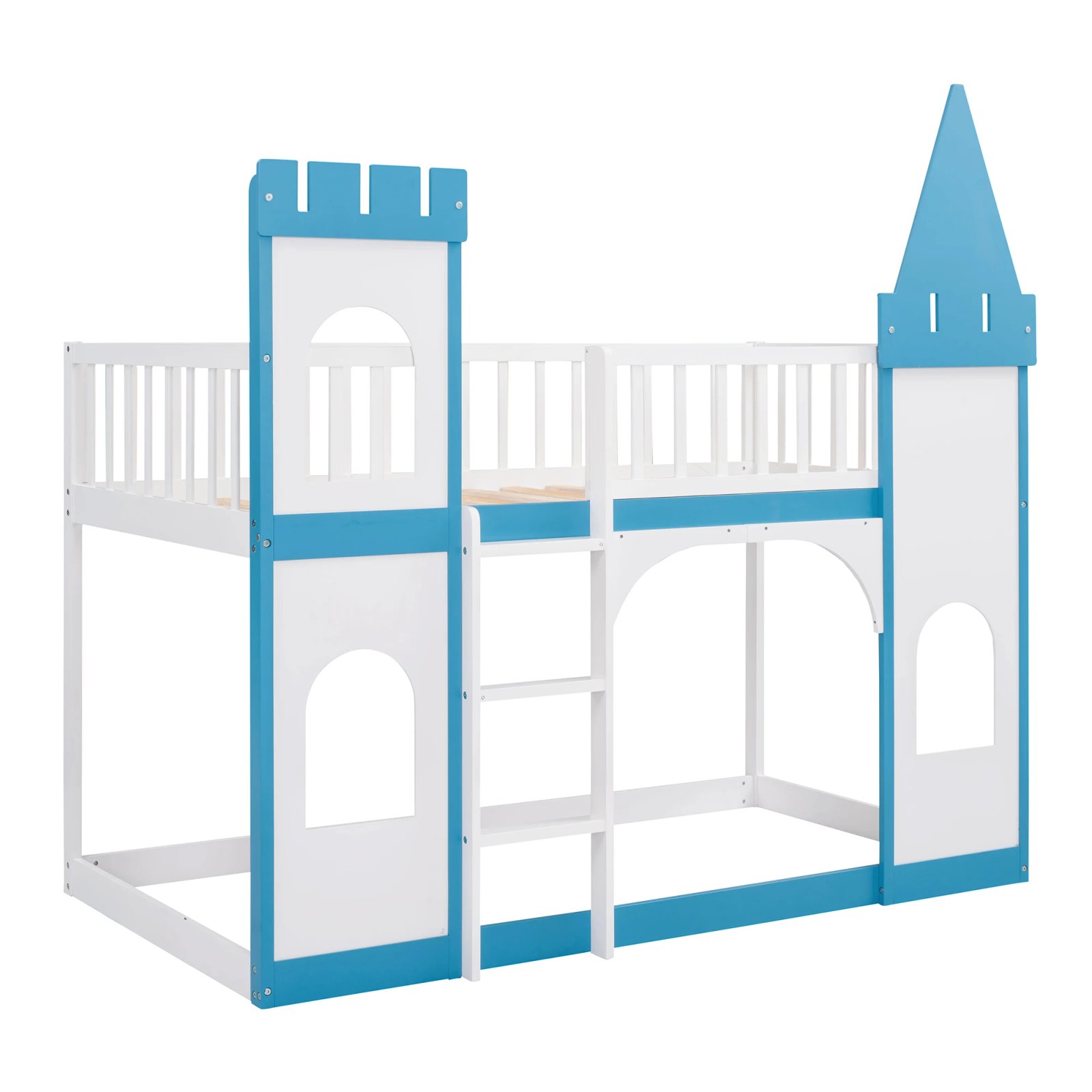 Twin Over Twin Castle Bunk Bed with Ladder