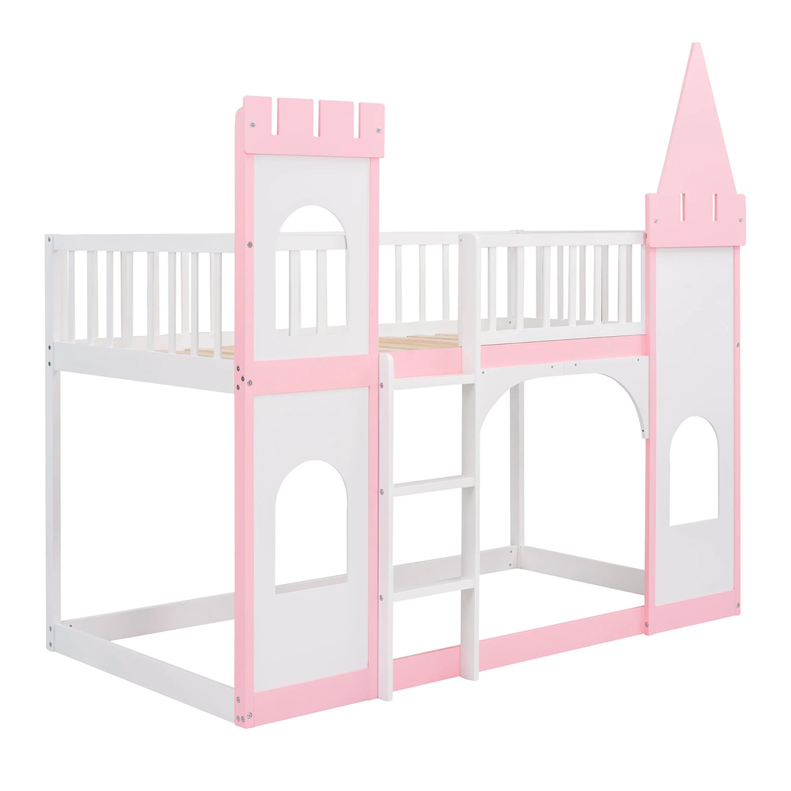 Twin Over Twin Castle Bunk Bed with Ladder