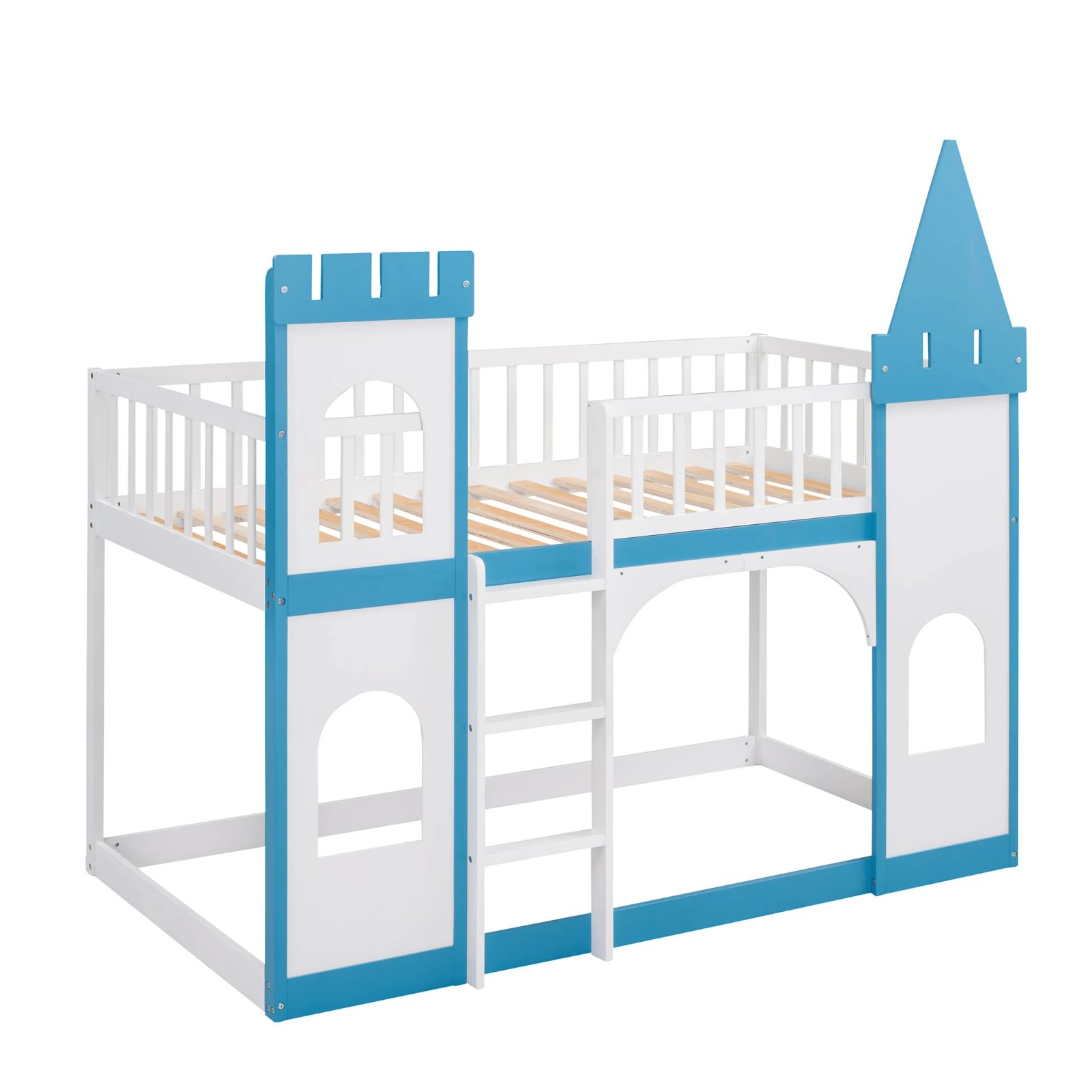 Twin Over Twin Castle Bunk Bed with Ladder