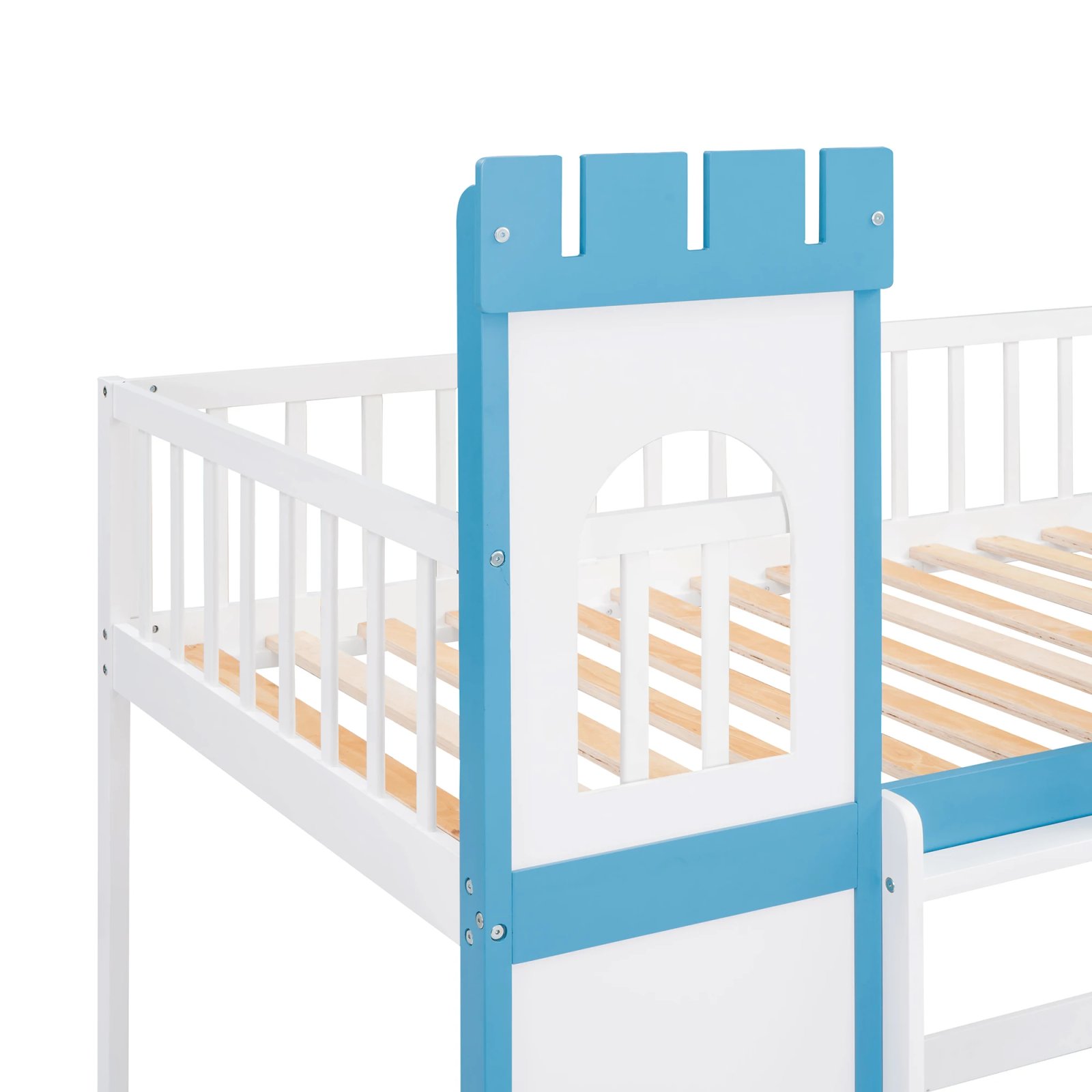 Twin Over Twin Castle Bunk Bed with Ladder