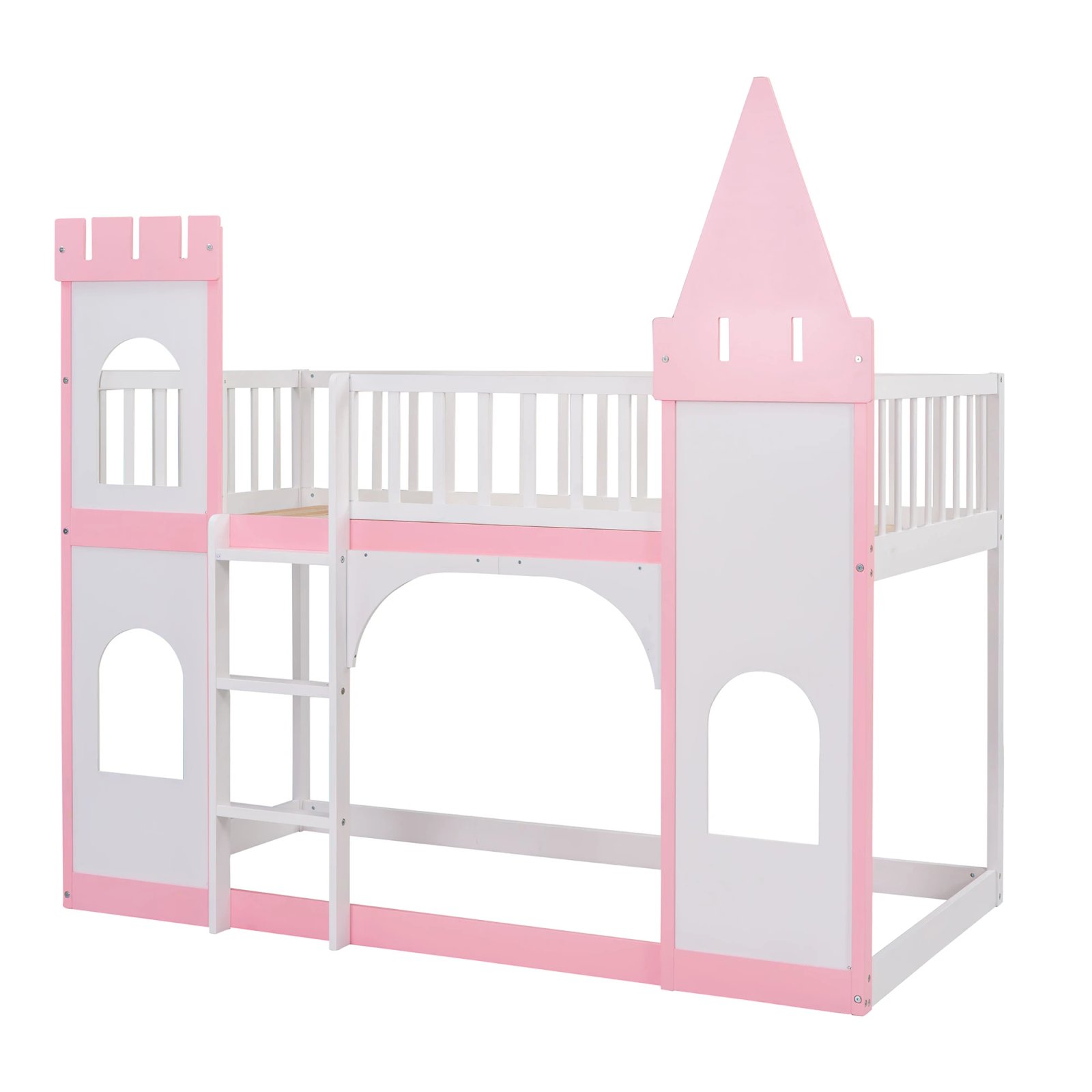 Twin Over Twin Castle Bunk Bed with Ladder