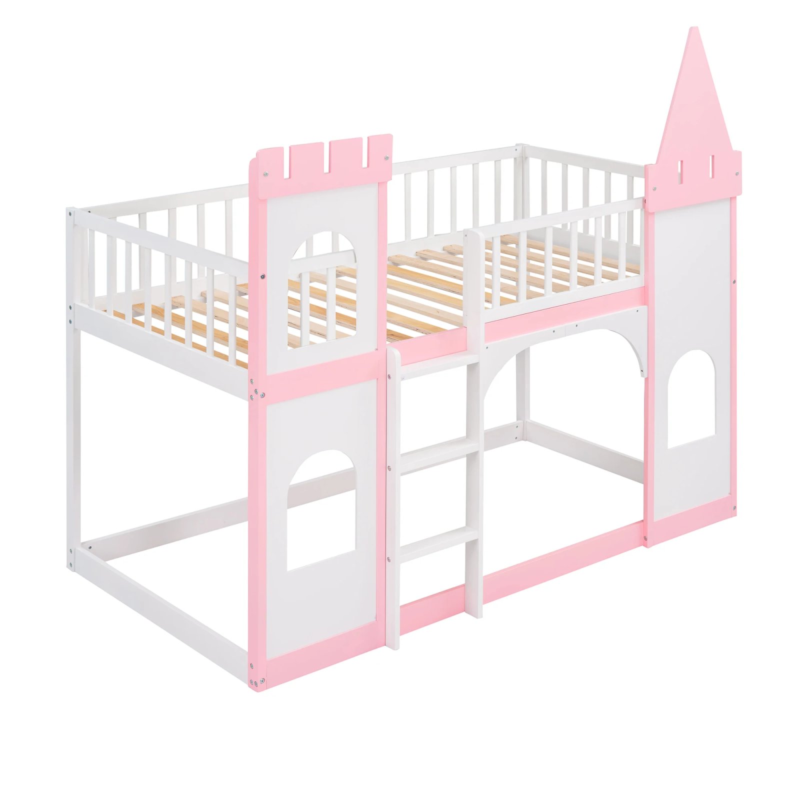 Twin Over Twin Castle Bunk Bed with Ladder