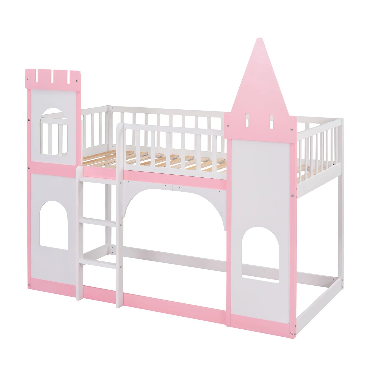 Twin Over Twin Castle Bunk Bed with Ladder