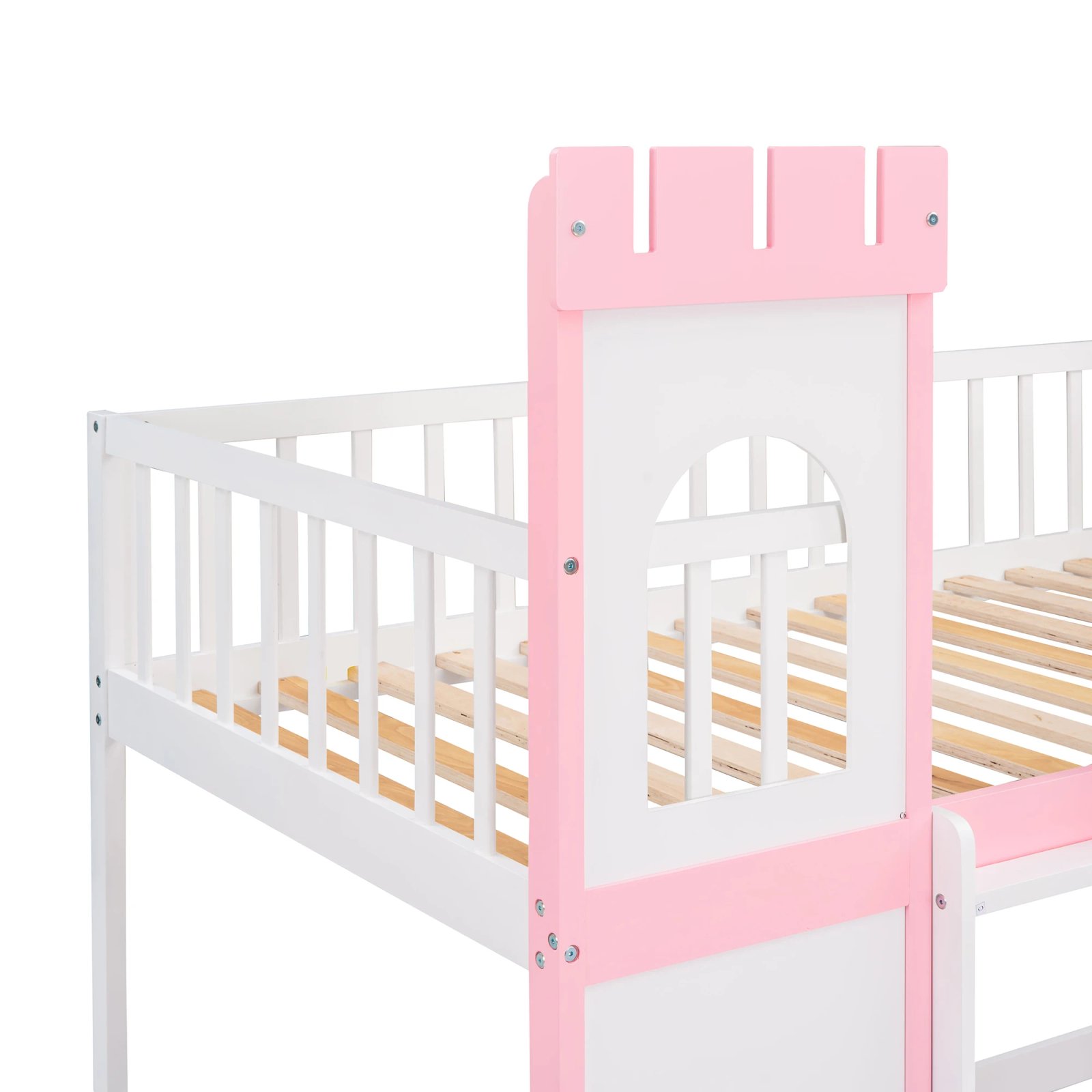 Twin Over Twin Castle Bunk Bed with Ladder