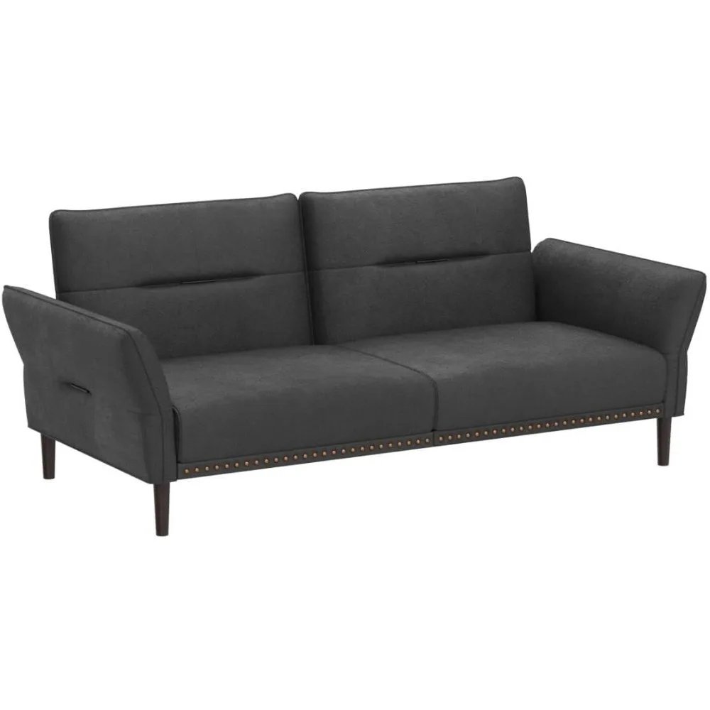 Faux Leather Sleeper Sofa With Mattress and Couch