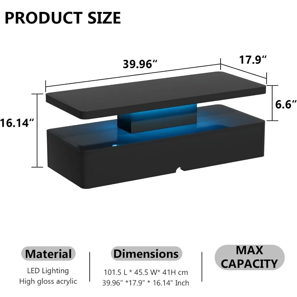 Two level design Black luxury LED Table