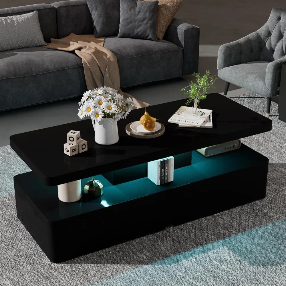 Two level design Black luxury LED Table