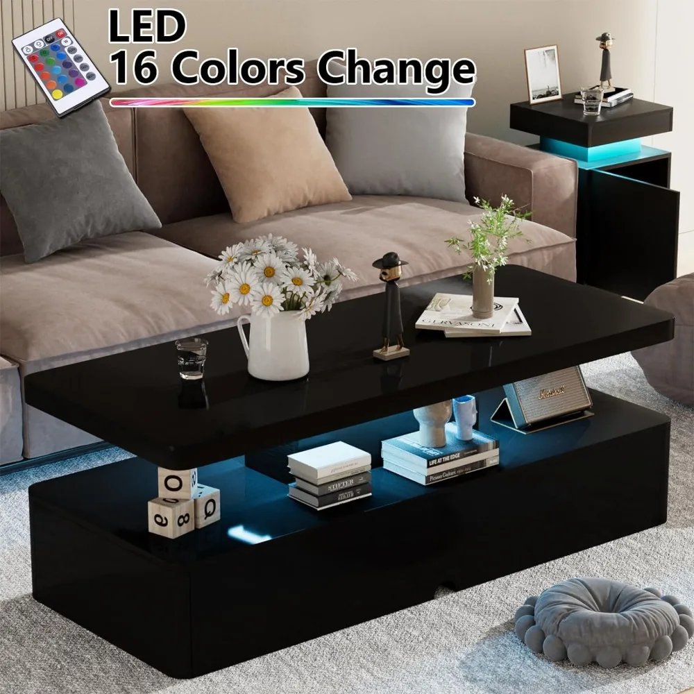 Two level design Black luxury LED Table