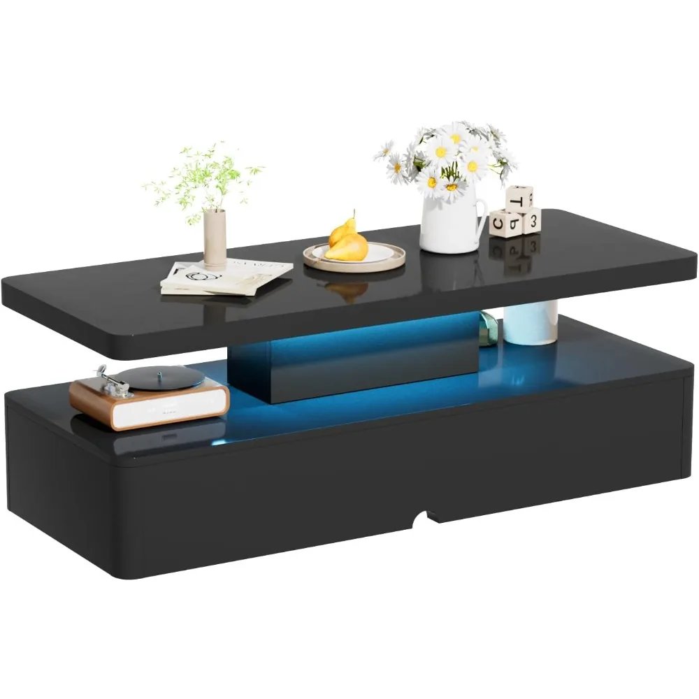 Two level design Black luxury LED Table