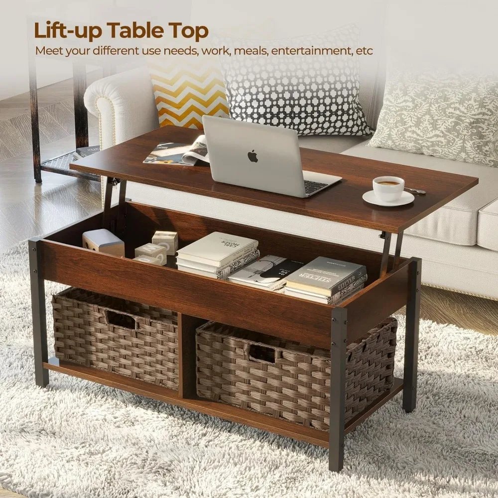 Lift Top Coffee Table With Hidden Storage Compartment