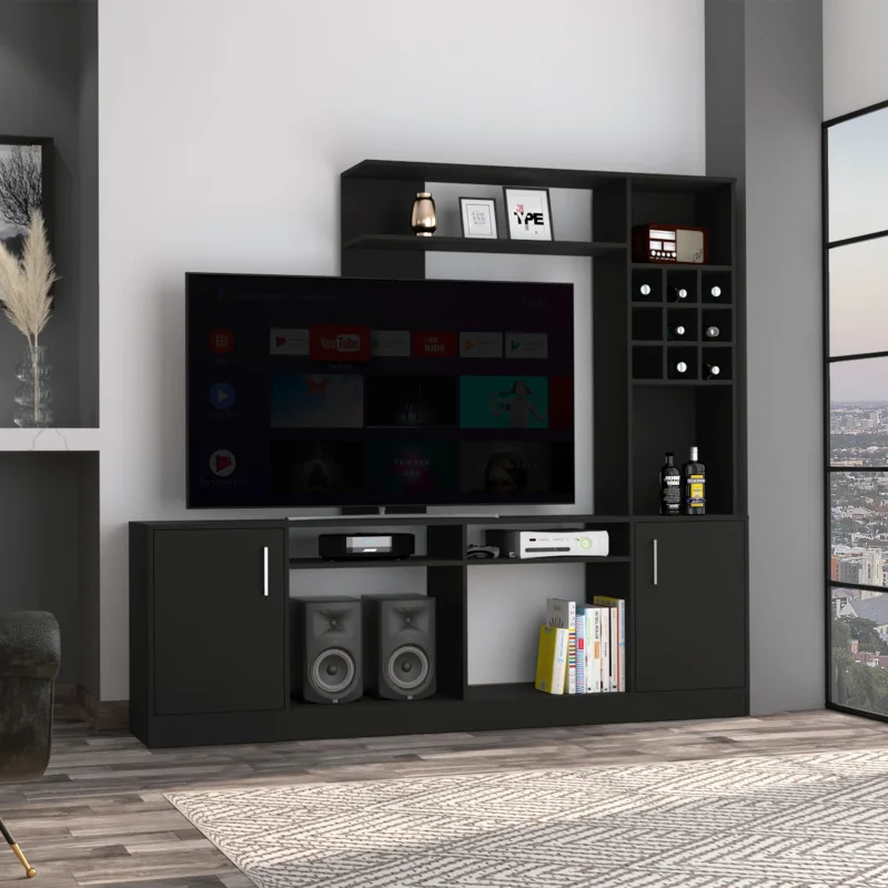 Living room TV console, media console, high-end design TV cabinet, living room storage cabinet with wine rack, wine cabinet
