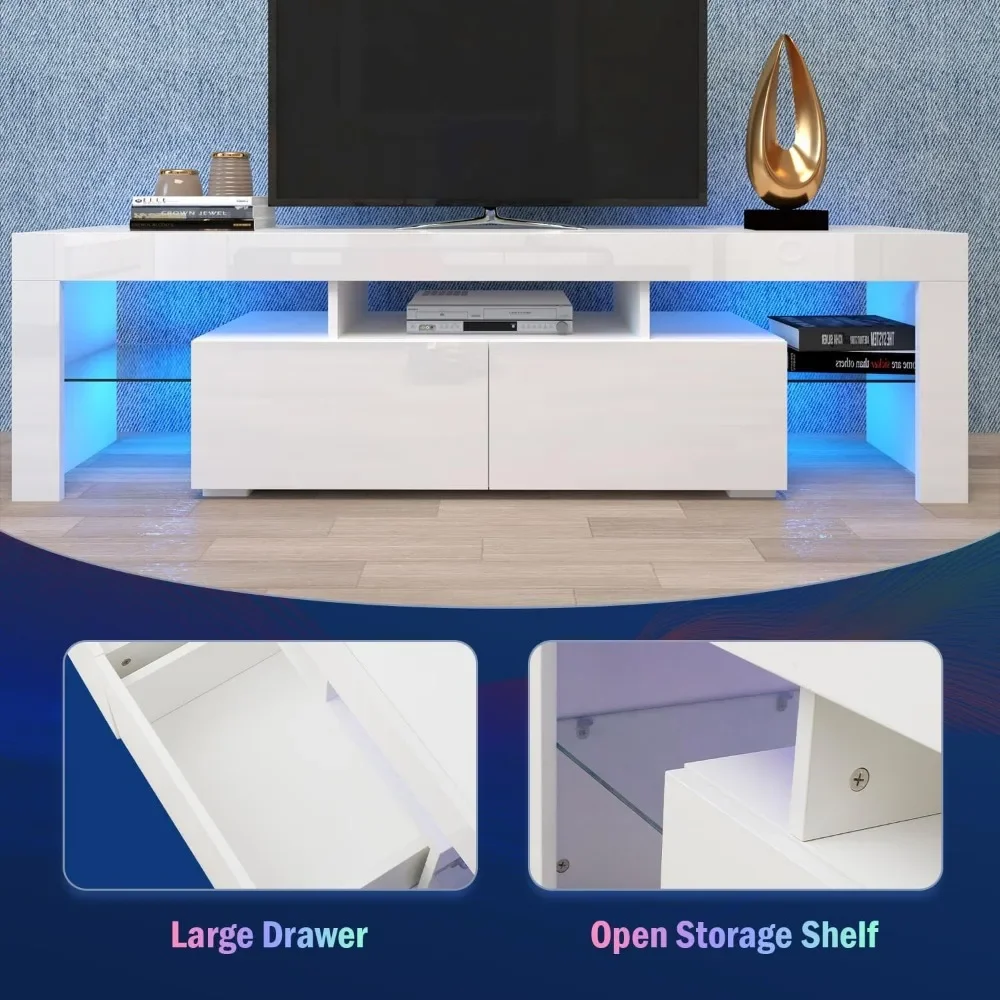 Bedroom Modern Luxury Tv Cabinet Living Room Gloss Media Console Cabinet Table for Television Stands Dresser White LED TV Stand