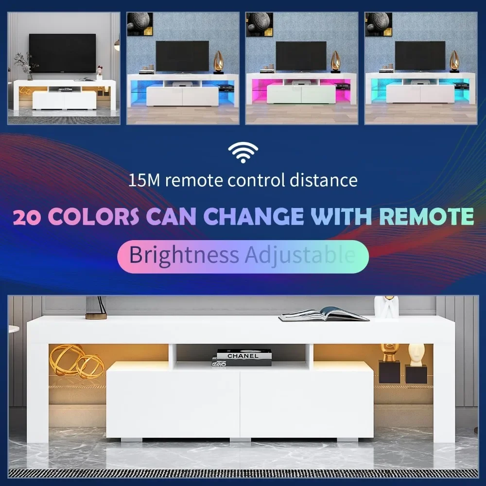 Bedroom Modern Luxury Tv Cabinet Living Room Gloss Media Console Cabinet Table for Television Stands Dresser White LED TV Stand